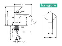 MEDIDAS MONOMANDO LAVABO 80 VIVENIS HANSGROHE